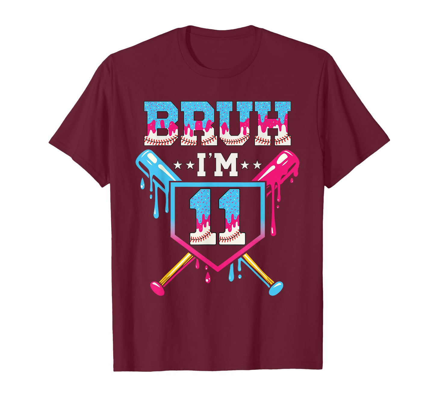 Bruh Baseball 11 Year Old Ice Cream 11th Birthday Boy T-Shirt