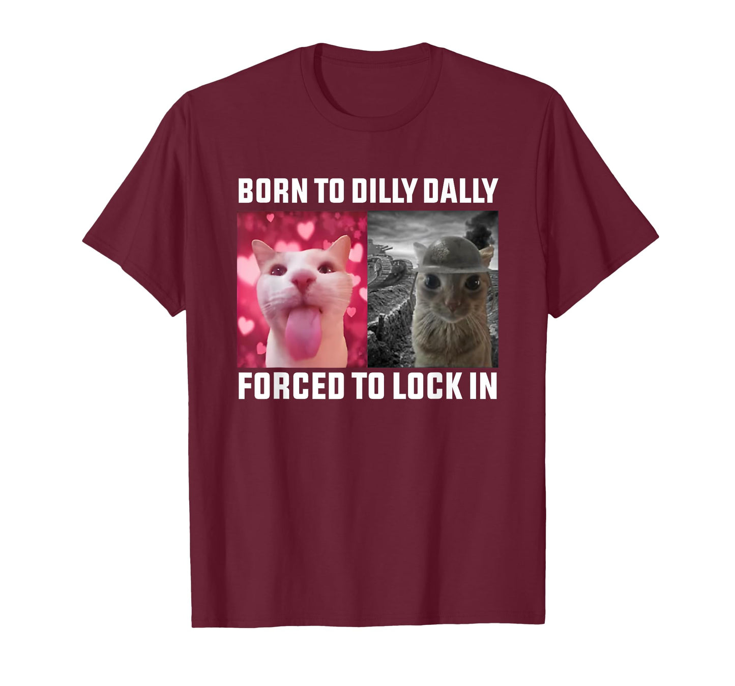 Born To Dilly Dally Forced To Lock In Cat Meme T-Shirt