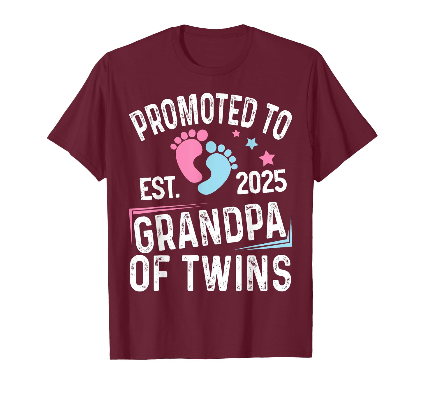 Promoted To Grandpa Of Twins Est 2025 Baby Shower T-Shirt