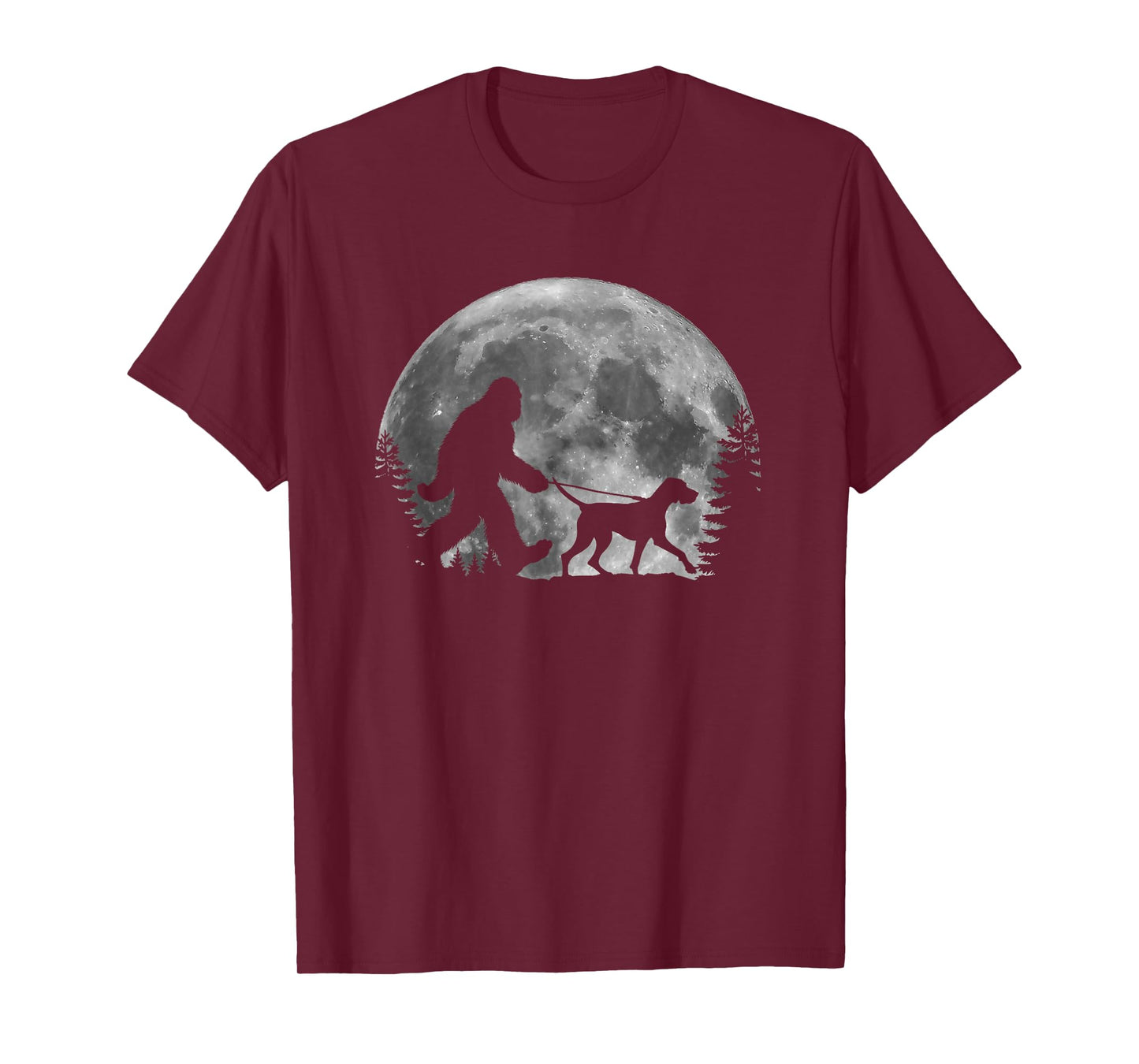 Bigfoot Walking a Dog German Shorthaired Pointer Halloween T-Shirt