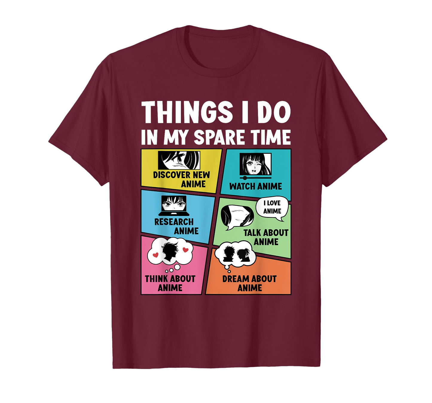 Funny Things I Do In My Spare Time Graphic Designs Anime Merch Unisex-Adults, Unisex-Kids T-Shirt Black Small Short Sleeve Cotton, Polyester Straight Fit Crew Neck Casual T-Shirt