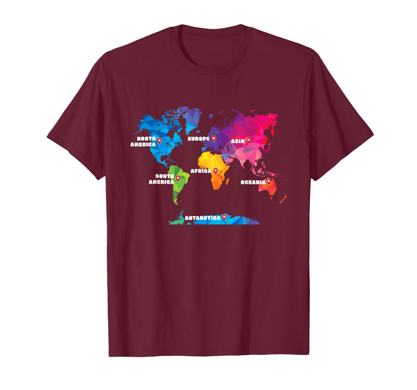 Colorful Map Earth Countries Continent Geography World Map T-Shirt