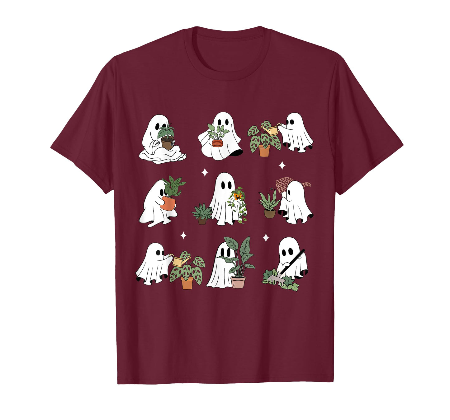 Ghost Plant Lady Retro Halloween Plants Spooky Mom Women T-Shirt