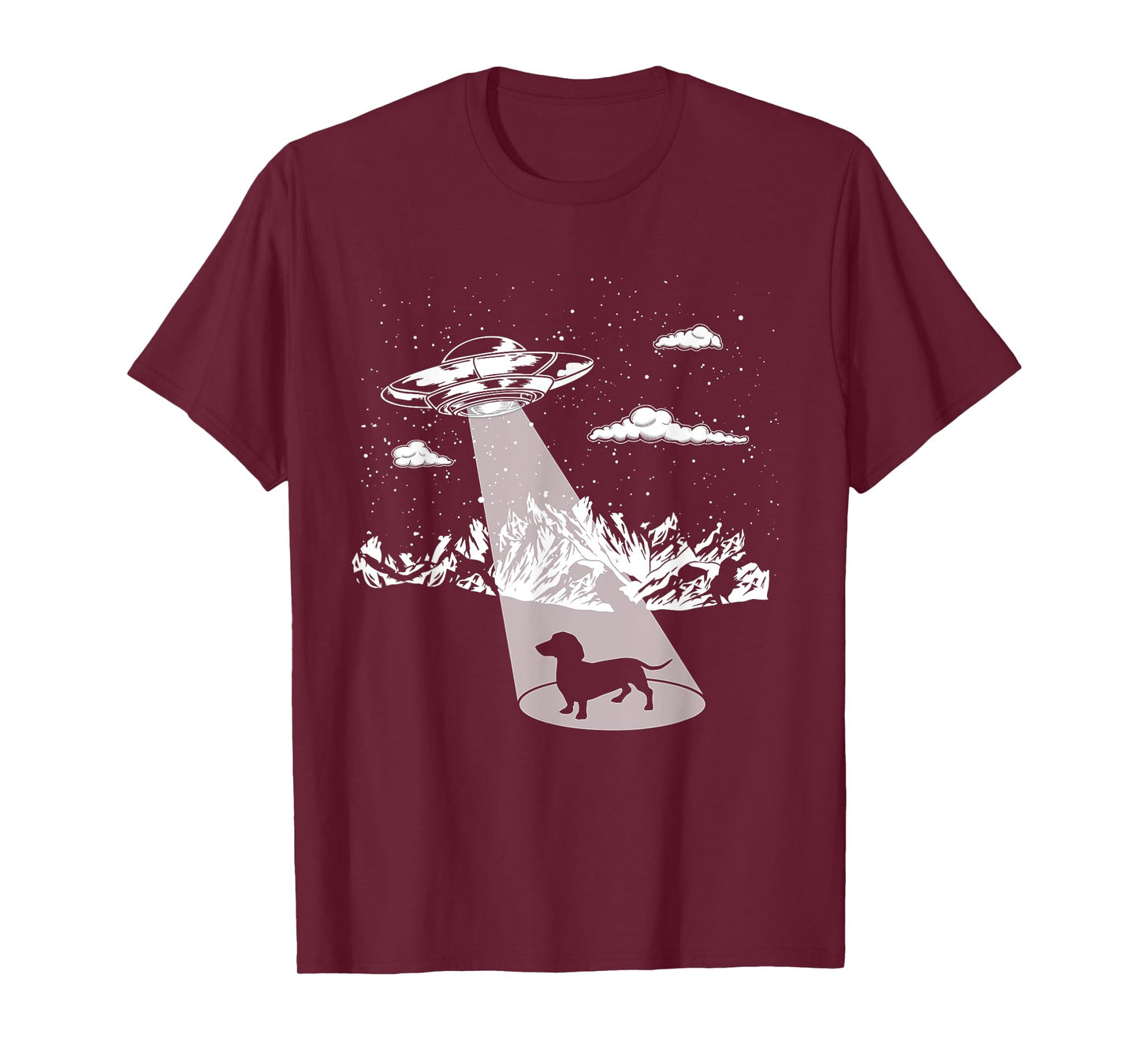 Funny Dachshund Ufo Designs Alien Abduction Dachshund T-Shirt for Dachshund Lovers, Unisex, Black, Short Sleeve, Small