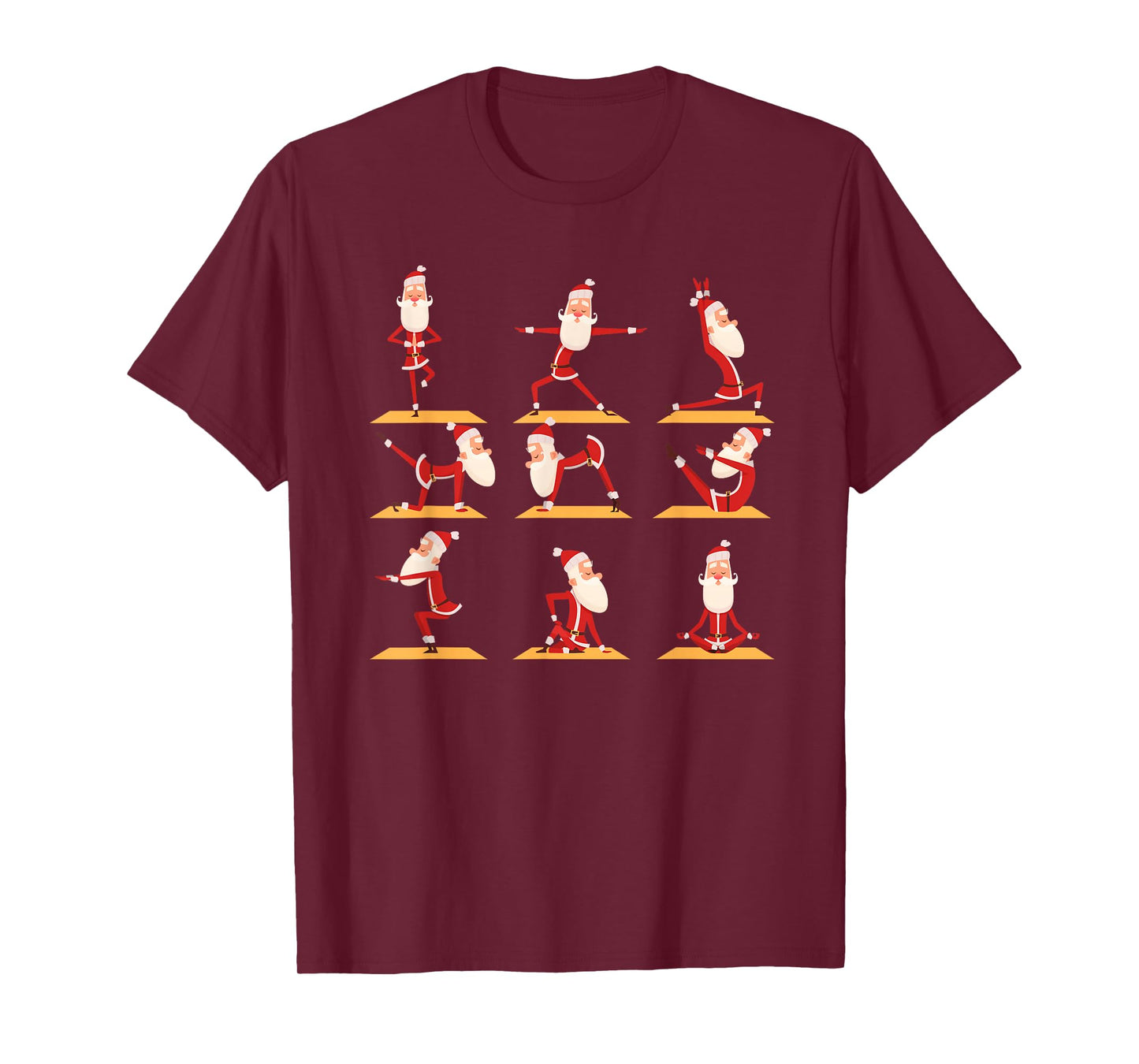 Santa Doing Yoga Exercises Poses Meditation Christmas Yoga T-Shirt