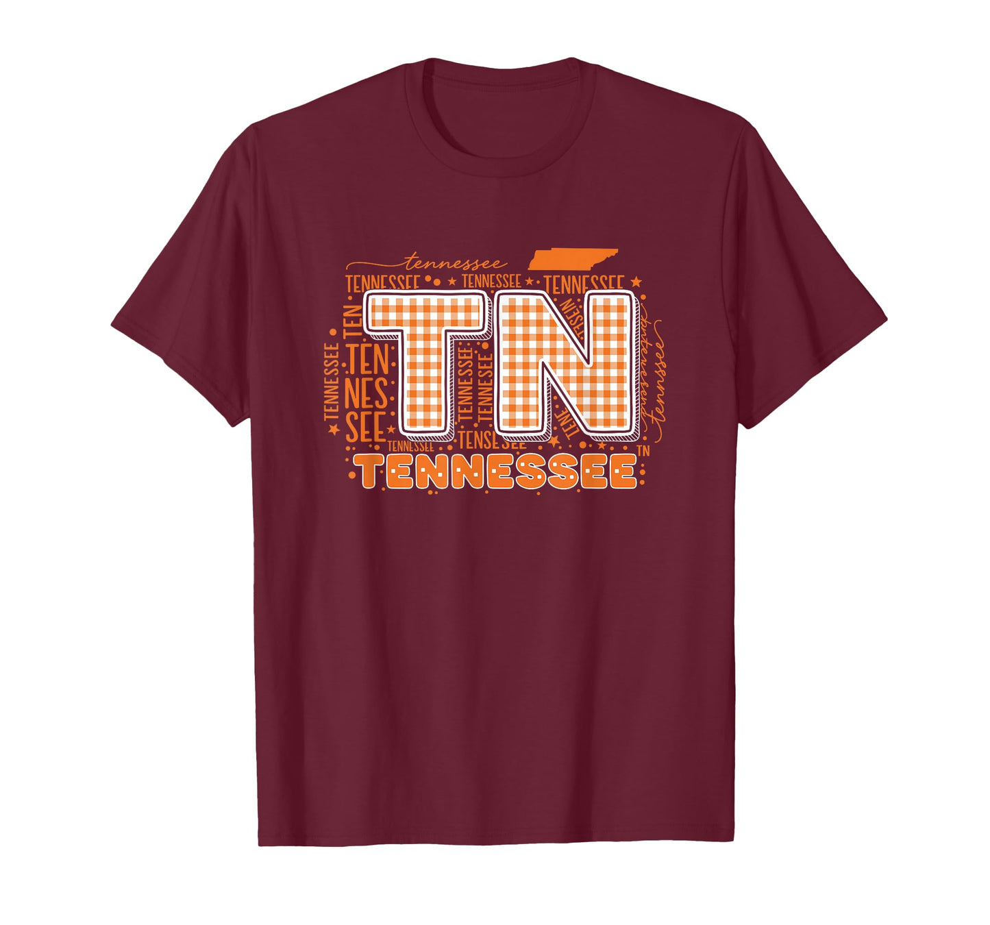 State of Tennessee Pride Classic TN Themed Orange Plaid T-Shirt