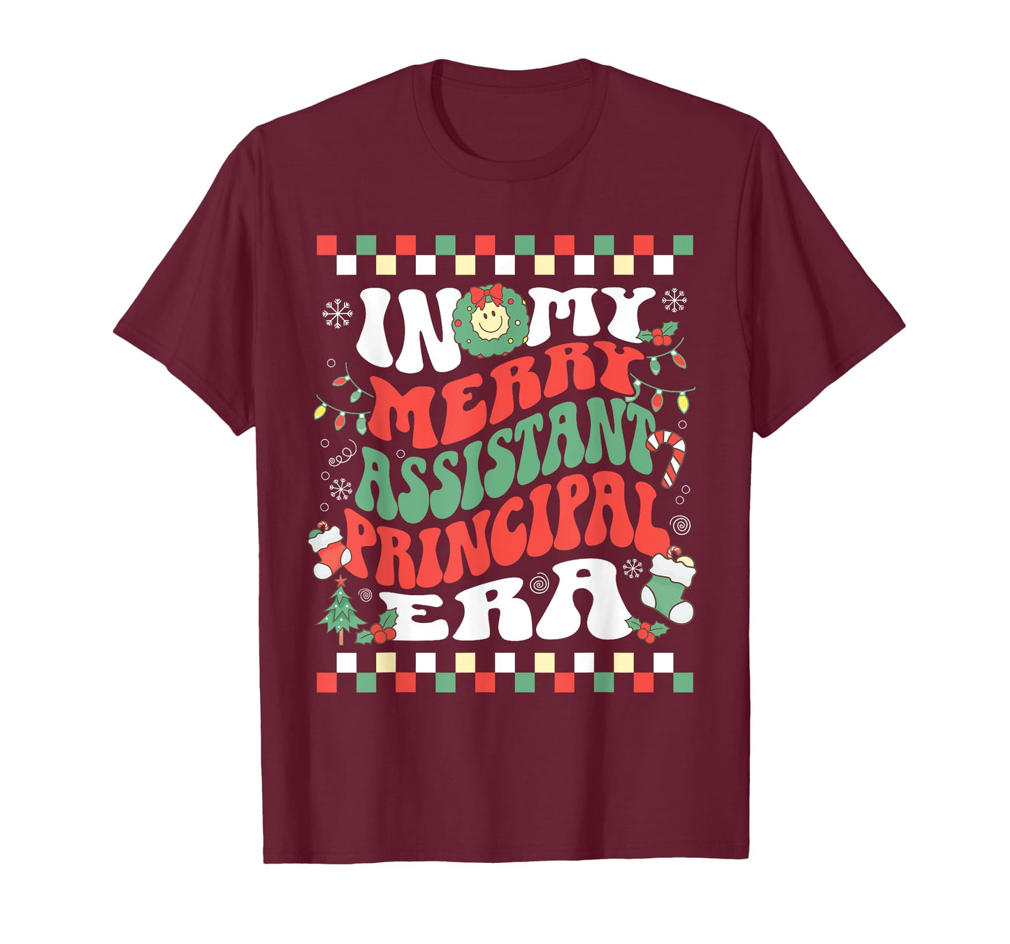 In My Merry Assistant Principal Era Retro Groovy Christmas T-Shirt