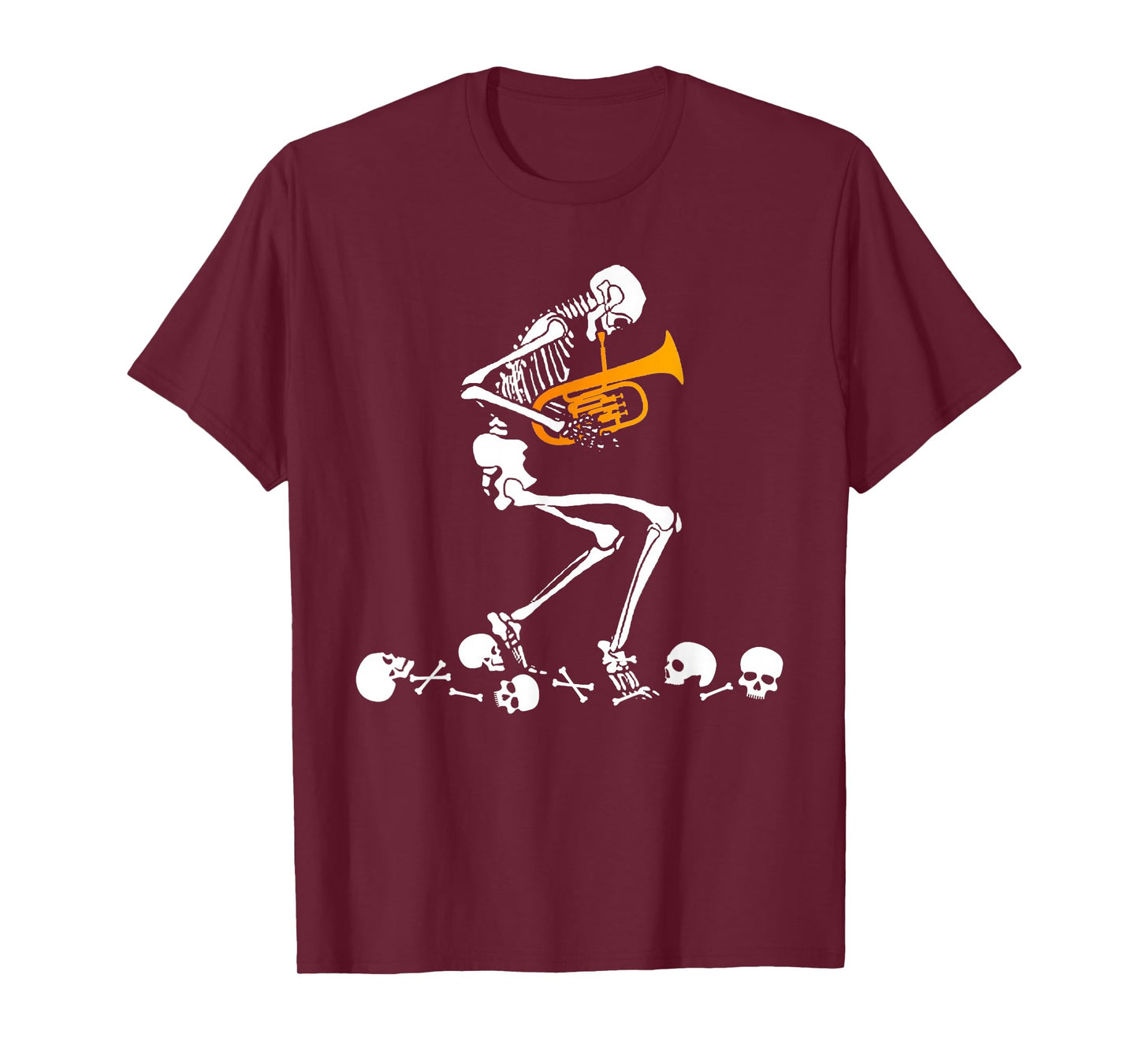 Skeleton Playing Tuba Instruments Musician Halloween T-Shirt