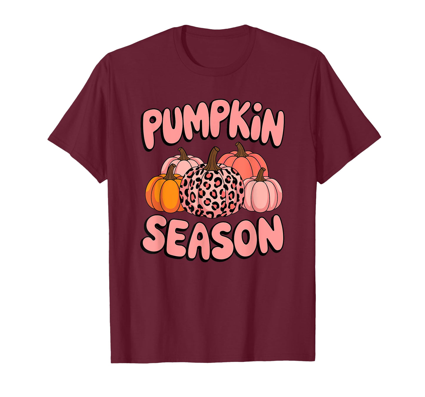 Pumpkin Season Halloween Pink Pumpkin Leopard Cheetah Print T-Shirt