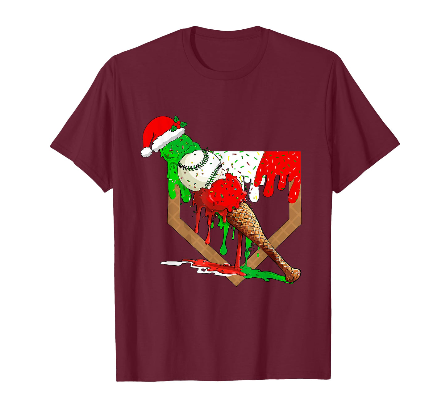 Baseball Xmas Christmas Baseball Ice Cream Drip Boys T-Shirt