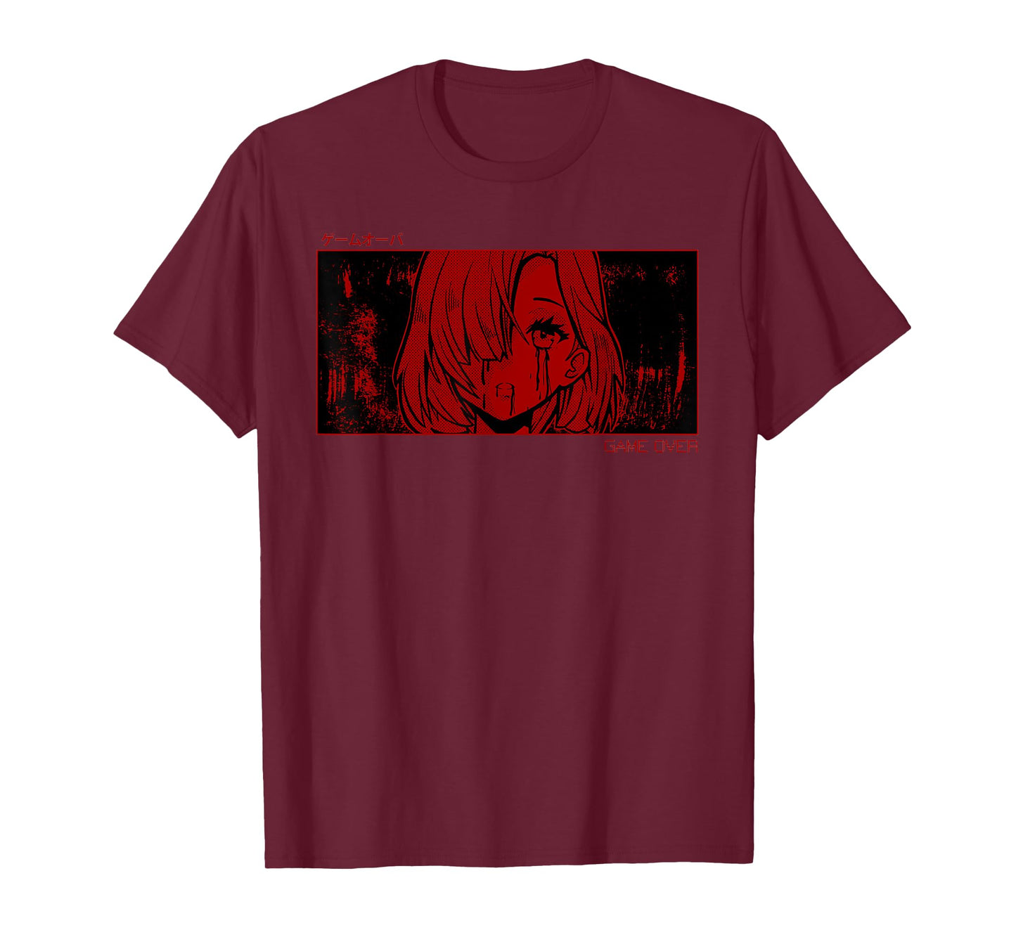 Soft Grunge Aesthetic Game Over Anime Girl Sad Harajuku Goth T-Shirt