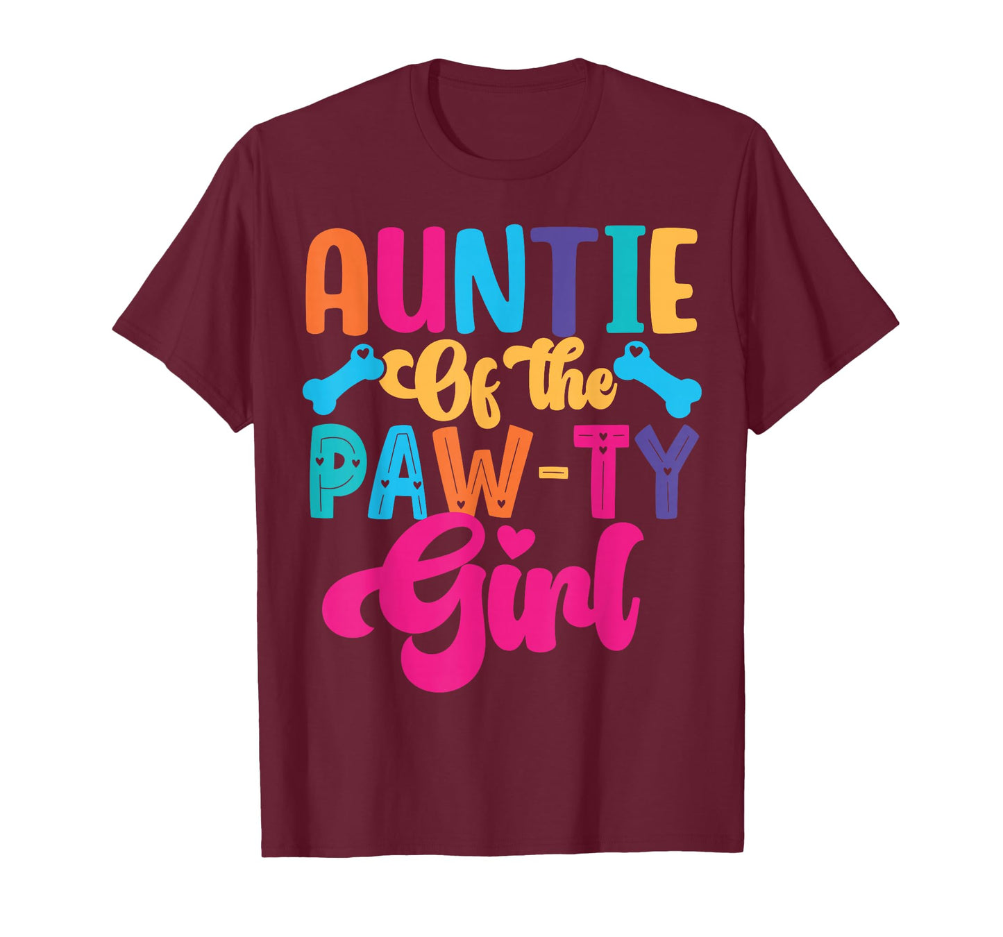 Auntie of The Birthday Girl Dog Paw Family Matching Party T-Shirt