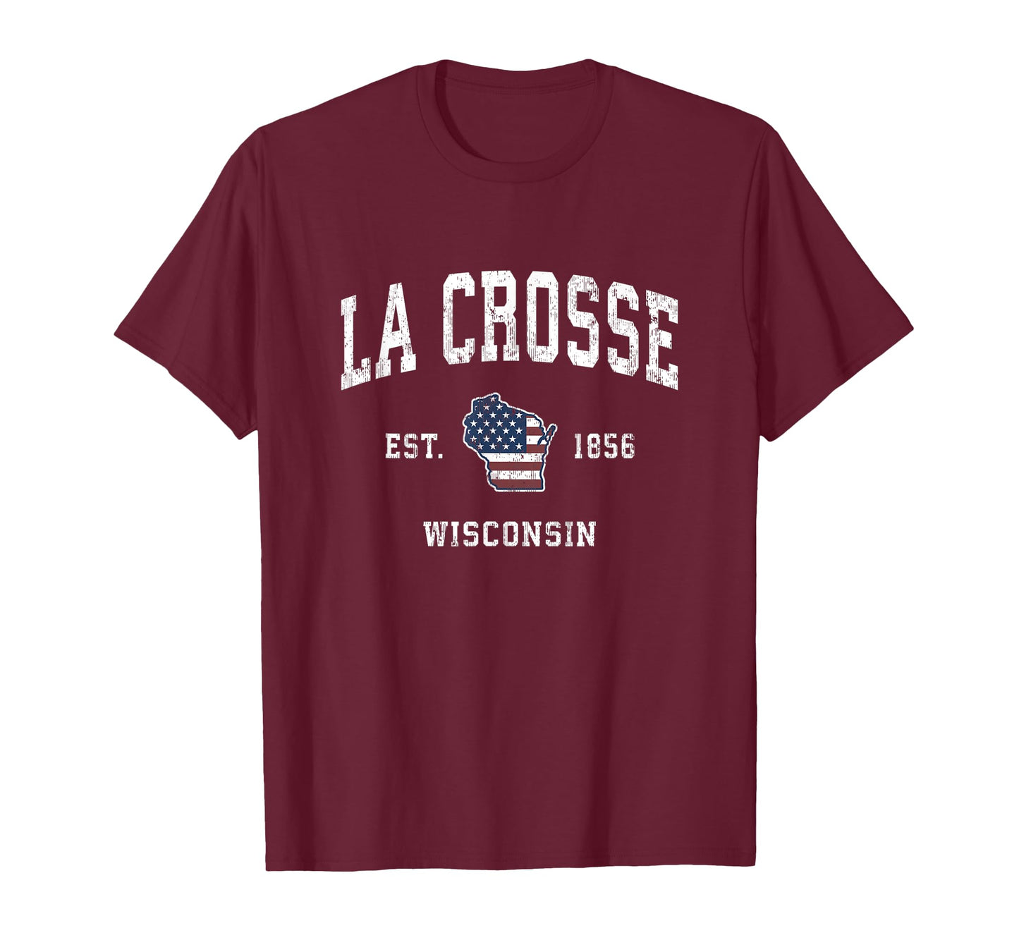 La Crosse Wisconsin WI Vintage American Flag Sports Design Women Kids Men T-Shirt