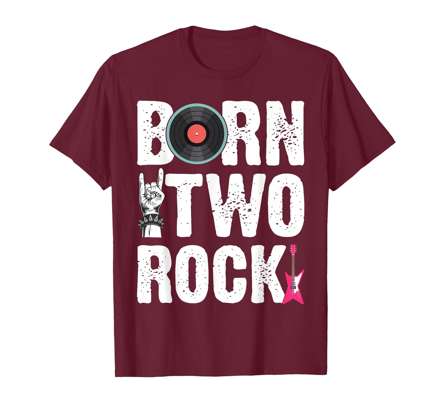 Kids 2nd Birthday Guitar Born Two 2 Rock Rocker Bday Boys T-Shirt