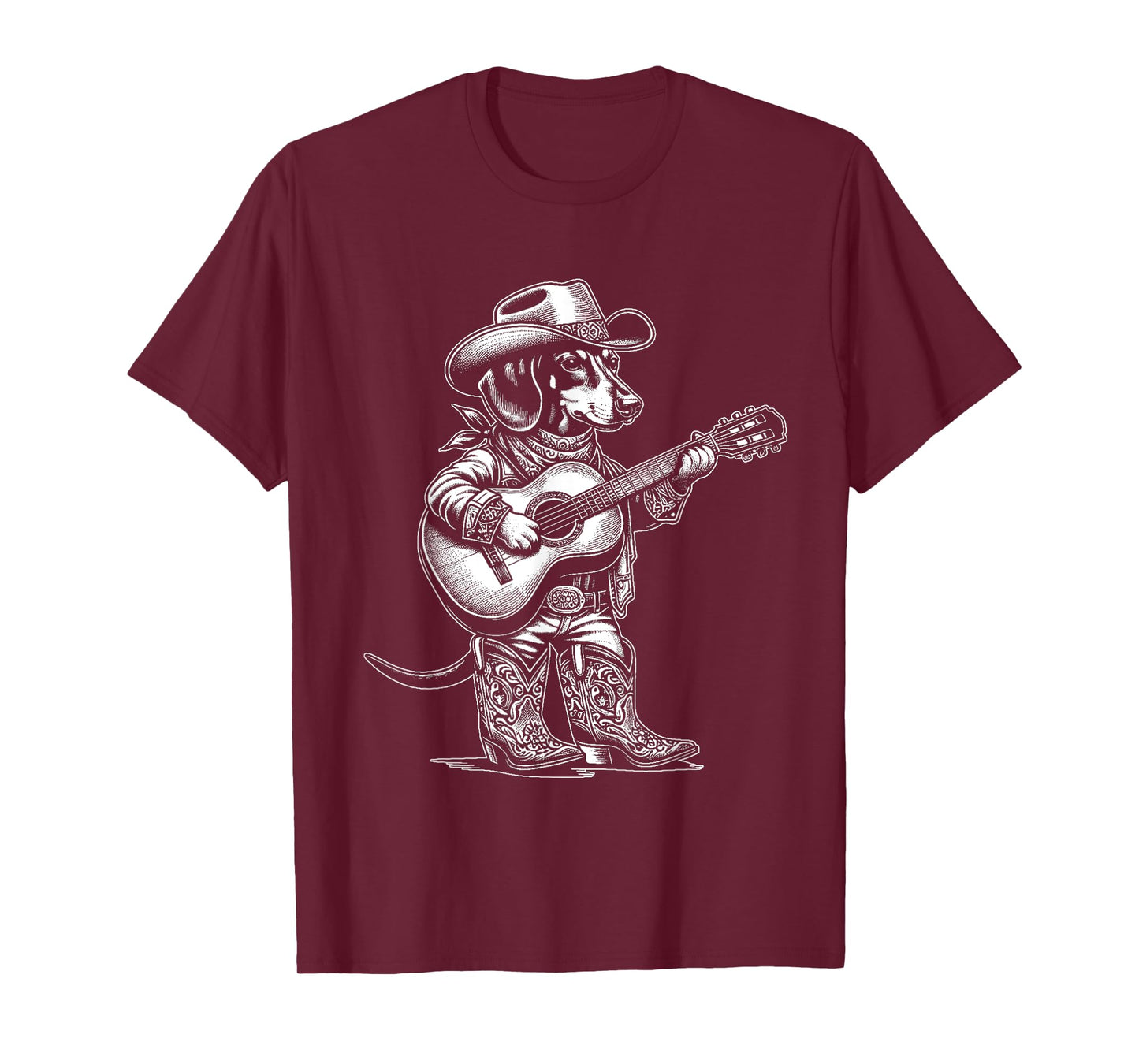 Dachshund Dog Cowboy Guitar Musician Western Country Music T-Shirt