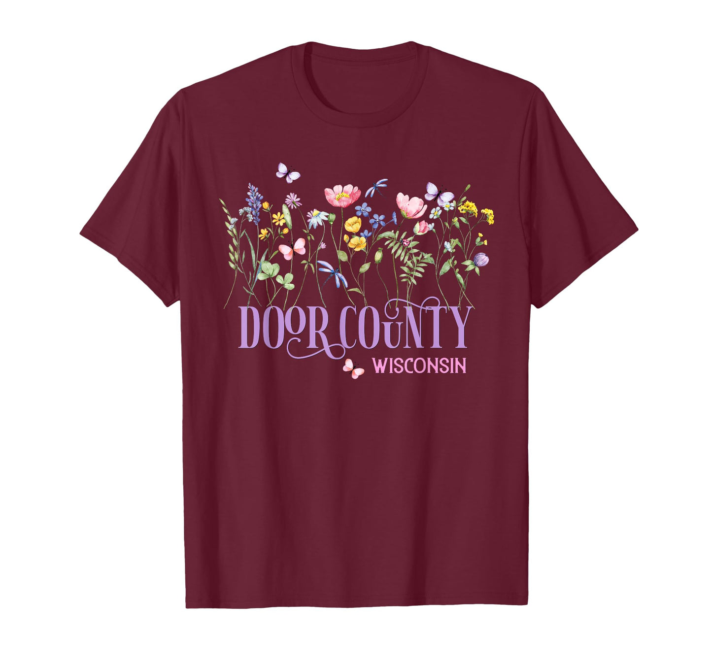 Door County Wisconsin Wildflowers Summer Vacation Souvenir T-Shirt
