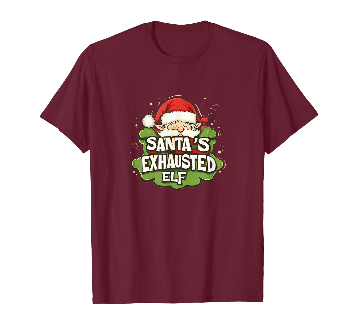 Funny Santa's Exhausted Elf Emblem T-Shirt