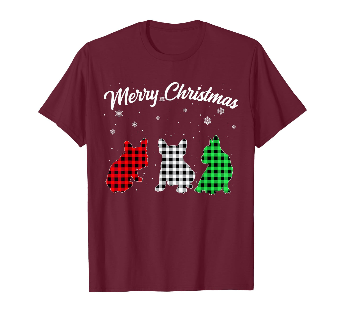 French Bulldog Dog Christmas Plaid Pajama Frenchie Gifts T-Shirt for Men Women Kids