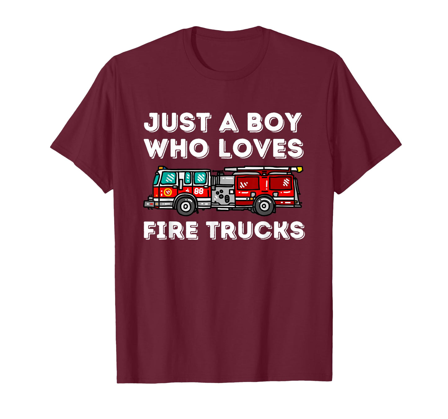Just A Boy Who Loves Fire Trucks Future Firefighter Fireman T-Shirt