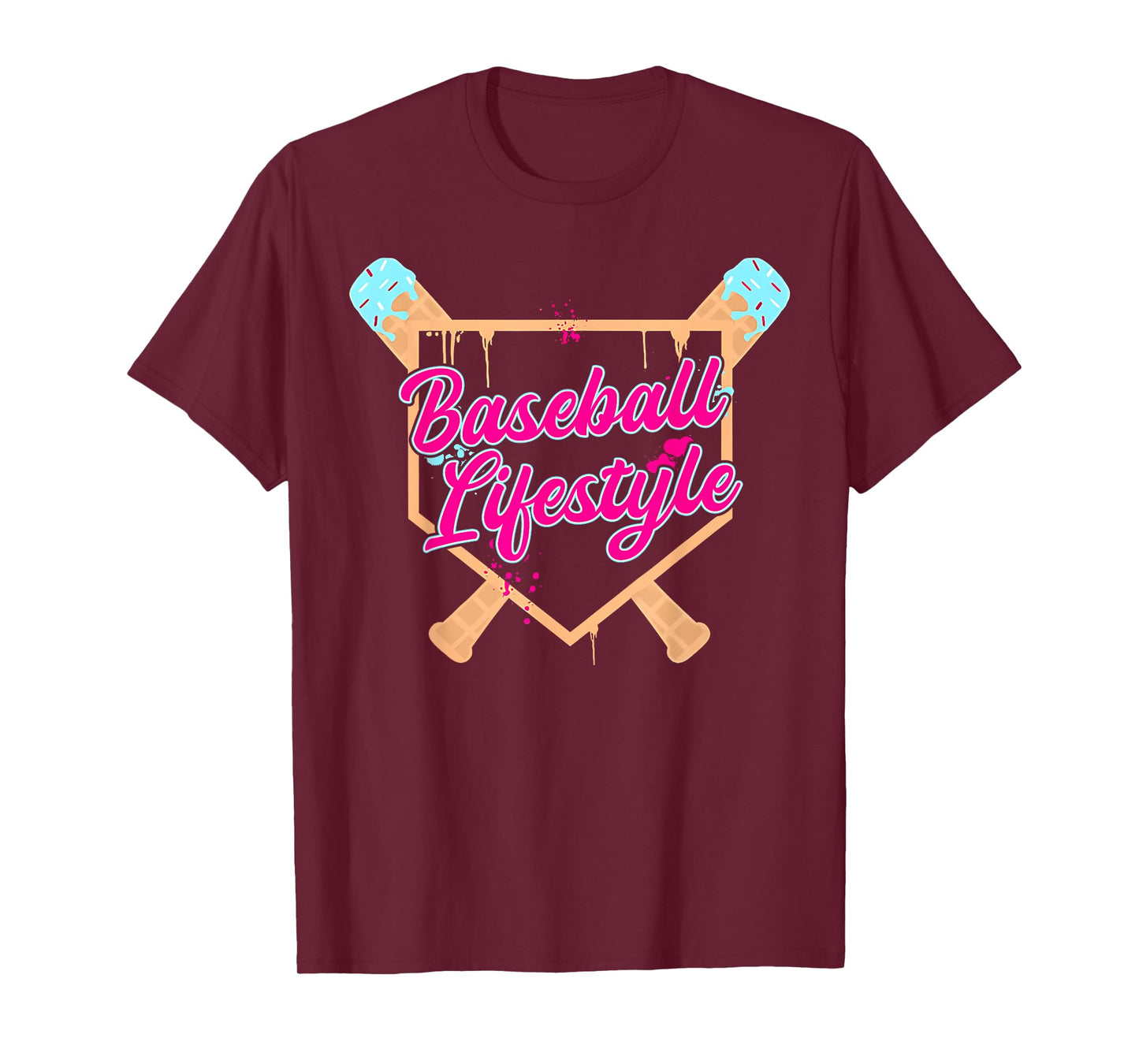 Baseball Lifestyle Home Plate Ice Cream Drip Men Boys Youth T-Shirt