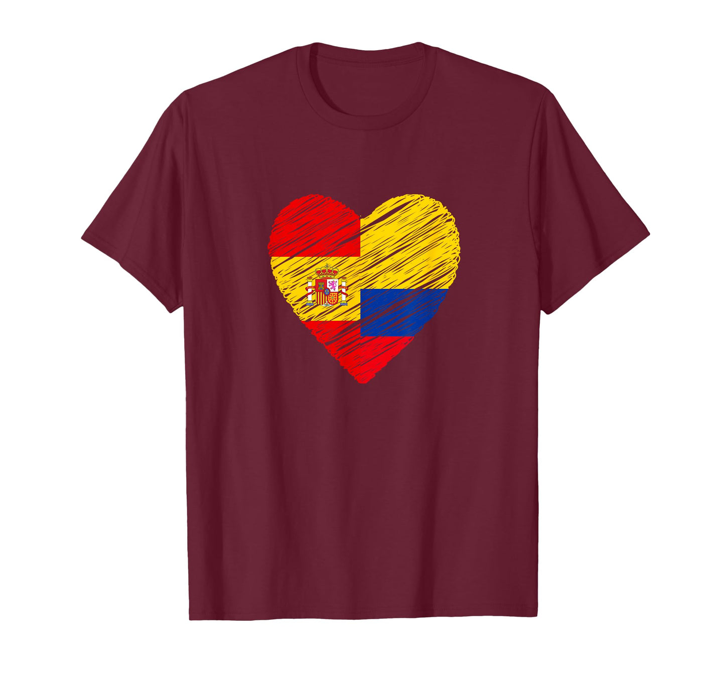 Colombia Spain Heart Spanish Flag Colombian Flag Love Heart T-Shirt