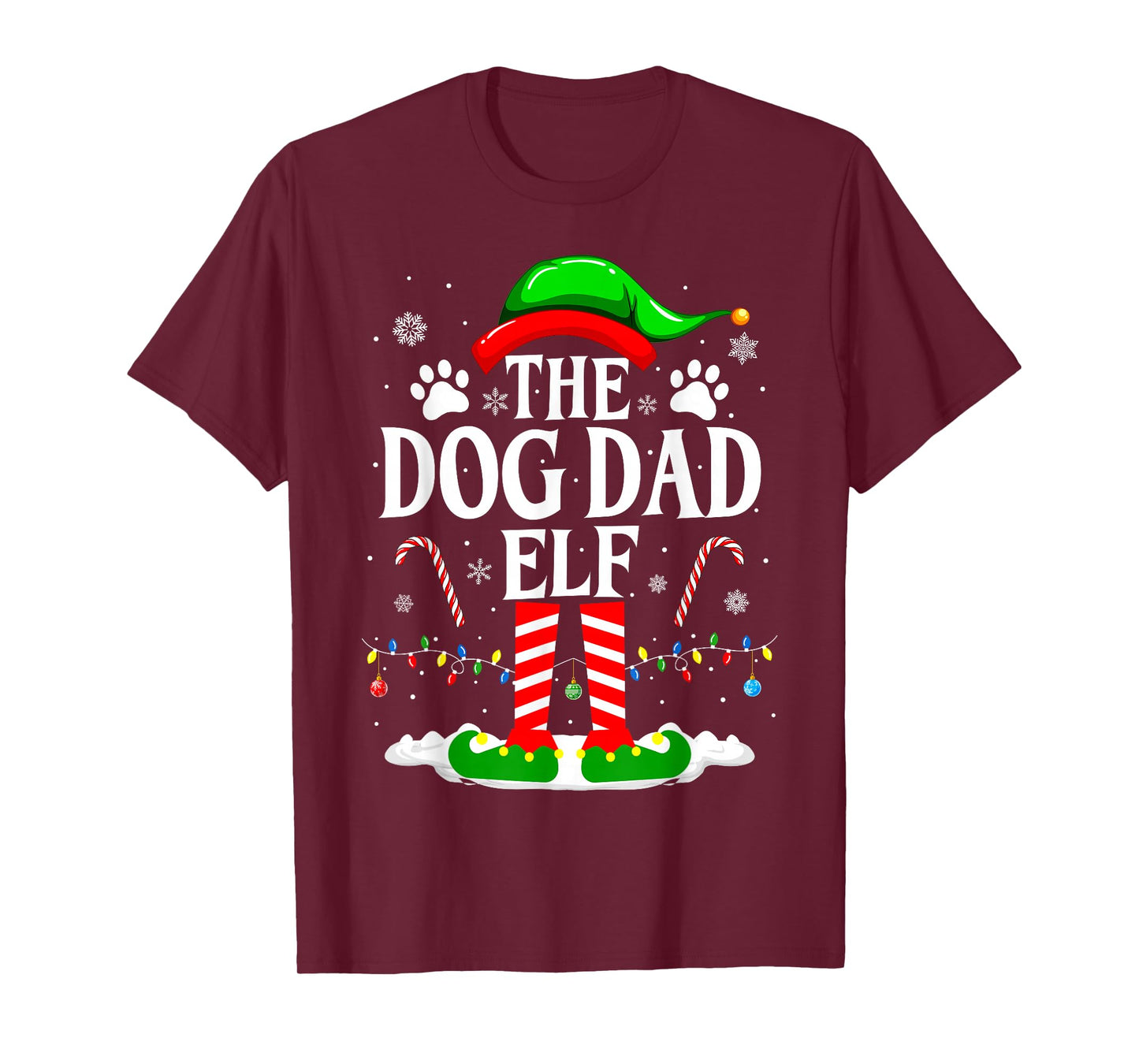 The Dog Dad Elf Xmas Funny Dogs lover Christmas Dog Dad T-Shirt