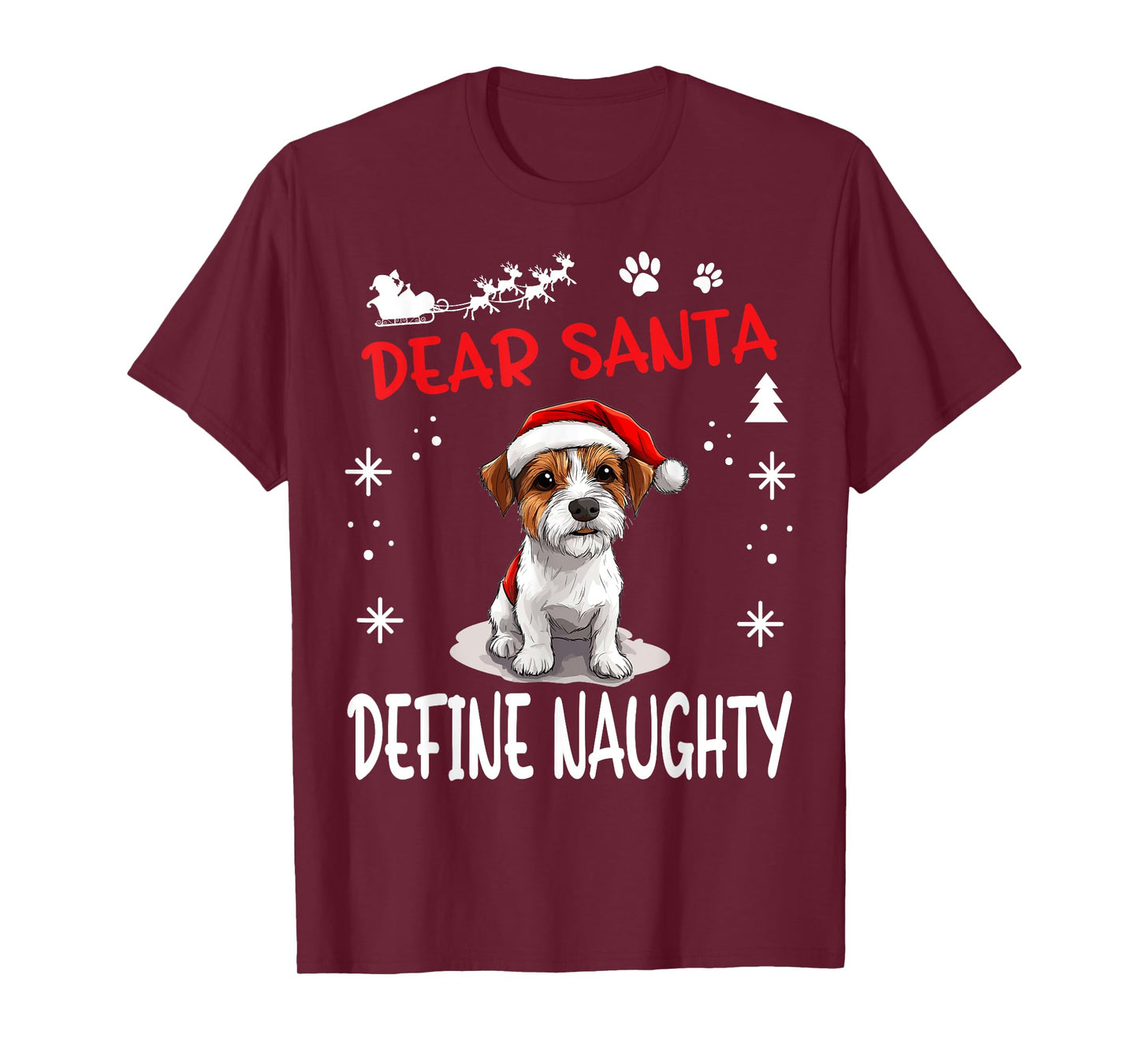 Cute Parson Russell Terrier Dog Christmas Dear Santa Define T-Shirt