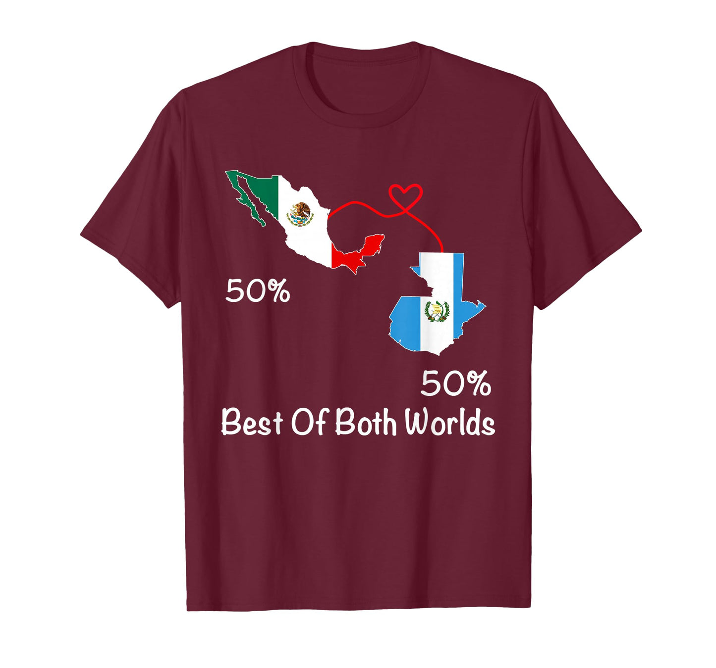 Half Mexican Half Guatemalan Flag Map Mexico Guatemala T-Shirt
