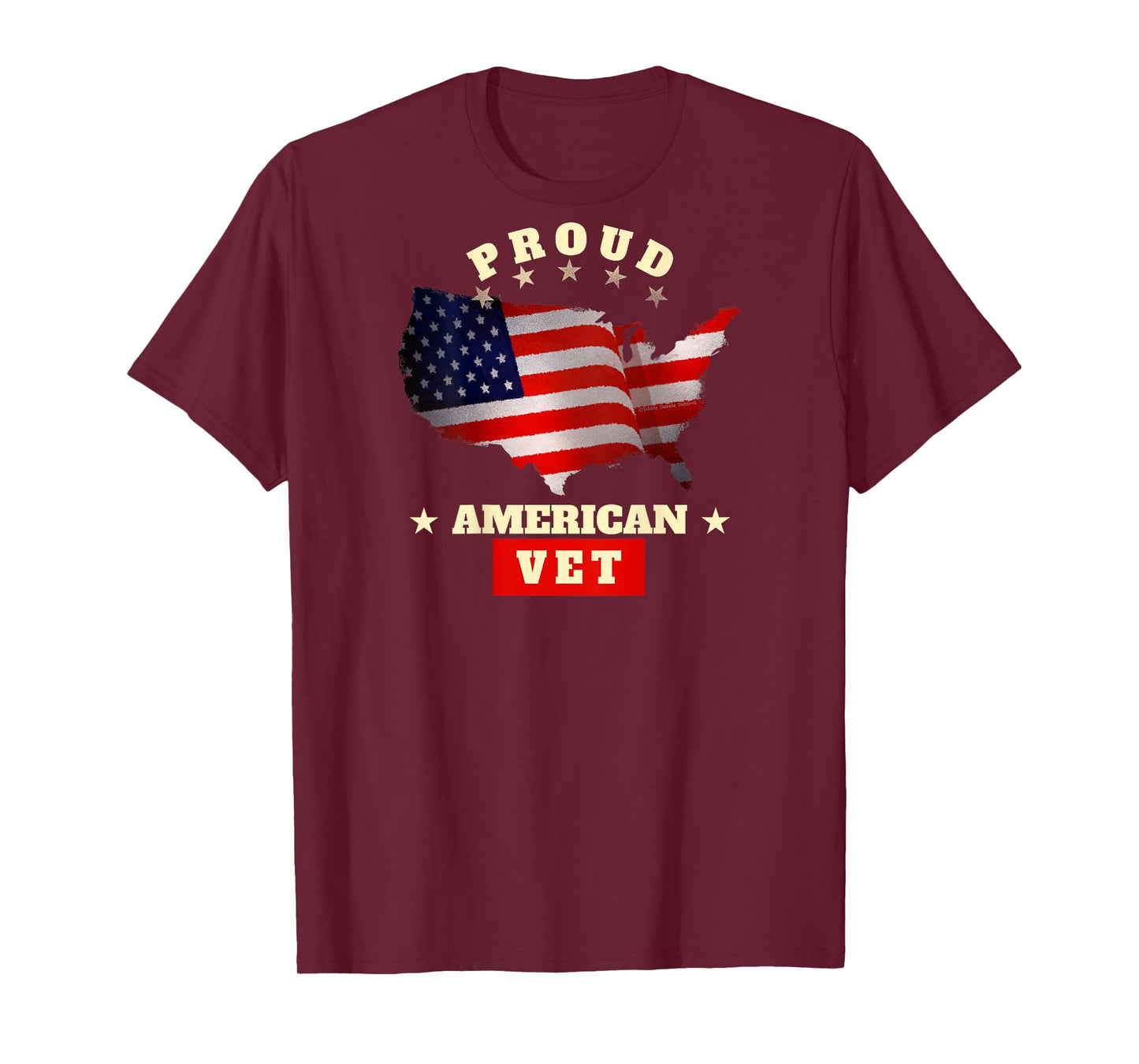 ON BACK - USA Flag Patriotic Proud American VET - Veterans T-Shirt