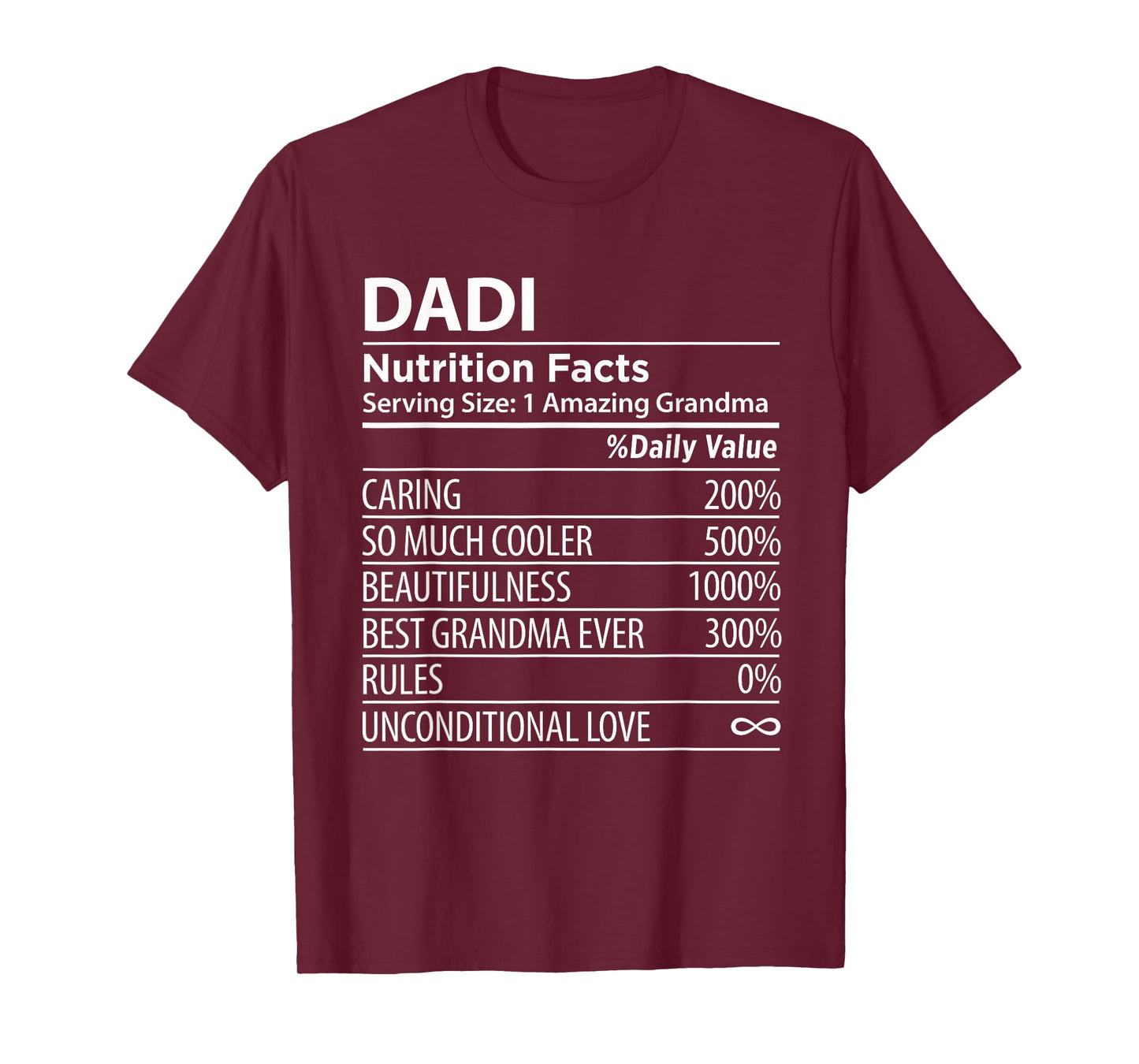 Dadi Nutrition Facts | Funny Indian Grandma T-Shirt