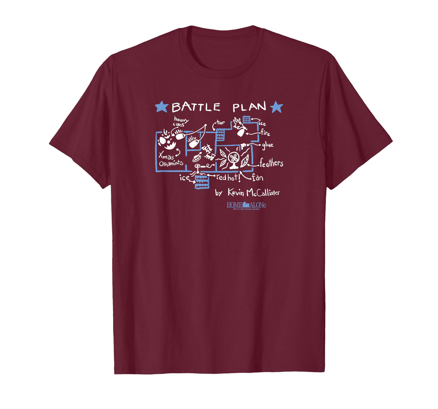 Home Alone Kevin Battle Plan Trap Map Design T-Shirt