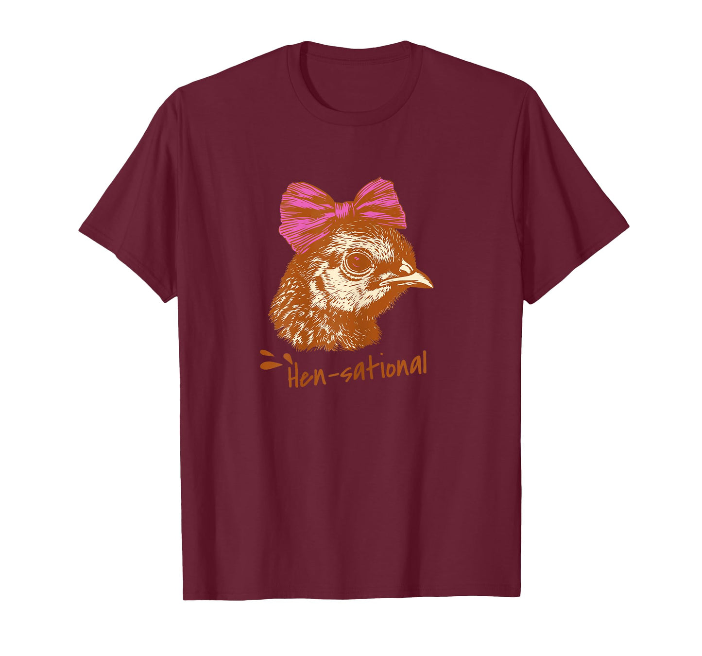 Funny Chicken Humor Shirts “Hen-Sational” Hen with Pink Bow T-Shirt