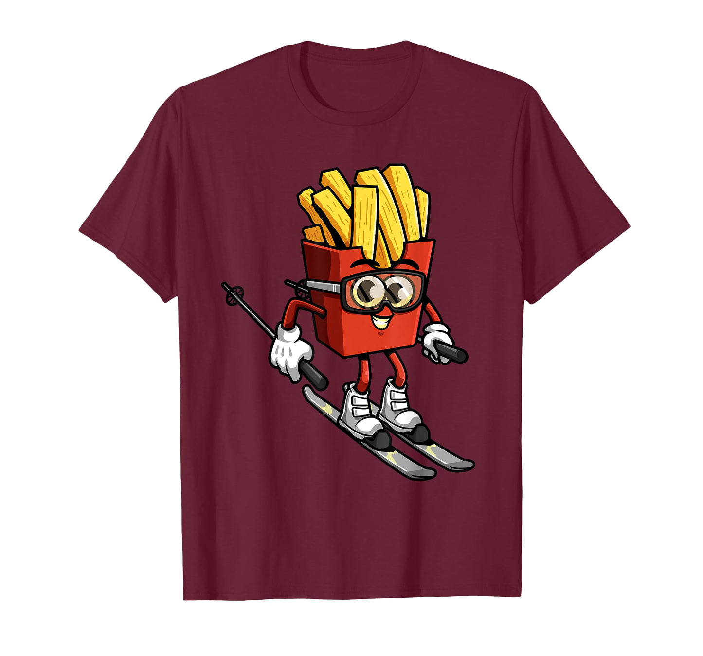 Funny French Fry Ski Potato Fries Skiing Instructor Outfit T-Shirt