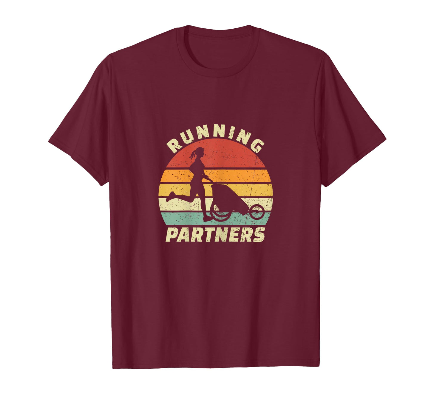 Vintage Running Partners Buggy Baby Stroller Mom Runner T-Shirt