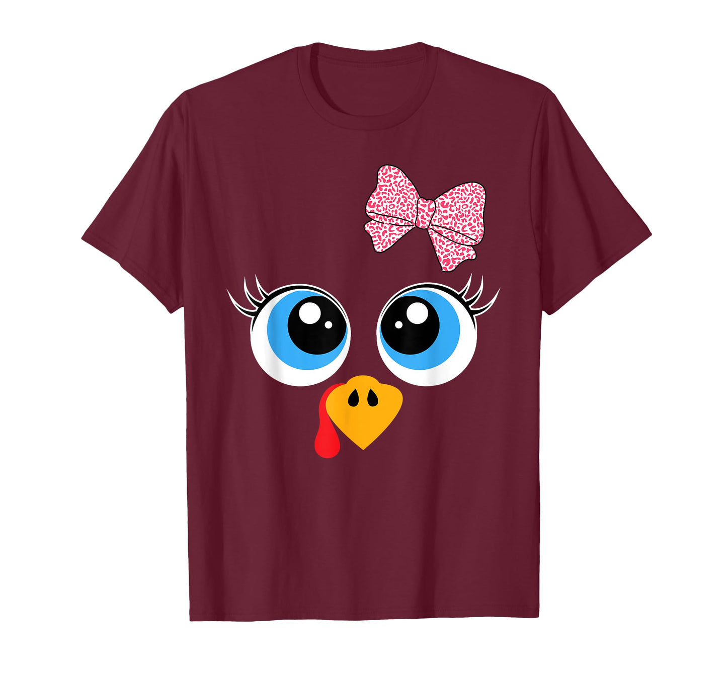 Turkey Face Girl Thanksgiving Costume Kids Toddler Girls T-Shirt