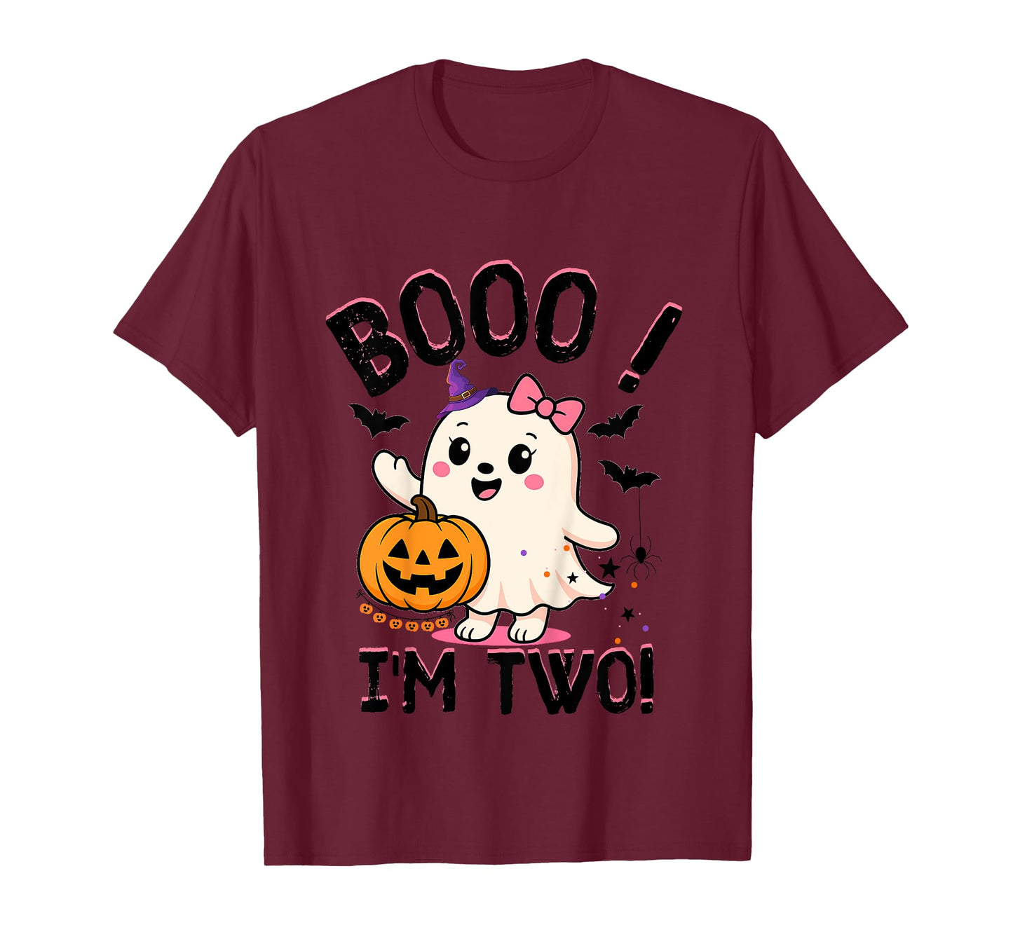 Ghost Boo I'm Two Years 2nd Birthday Toddler Halloween Party T-Shirt