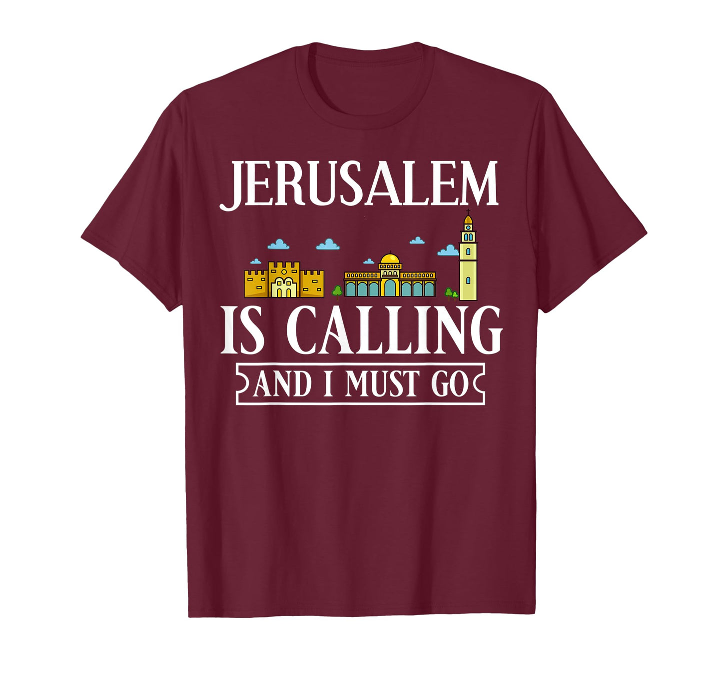 Jerusalem Israel City Skyline Map Travel T-Shirt