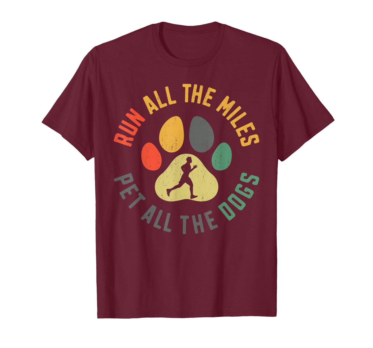Running Runner Half Marathon Dog Vintage Run All The Miles T-Shirt