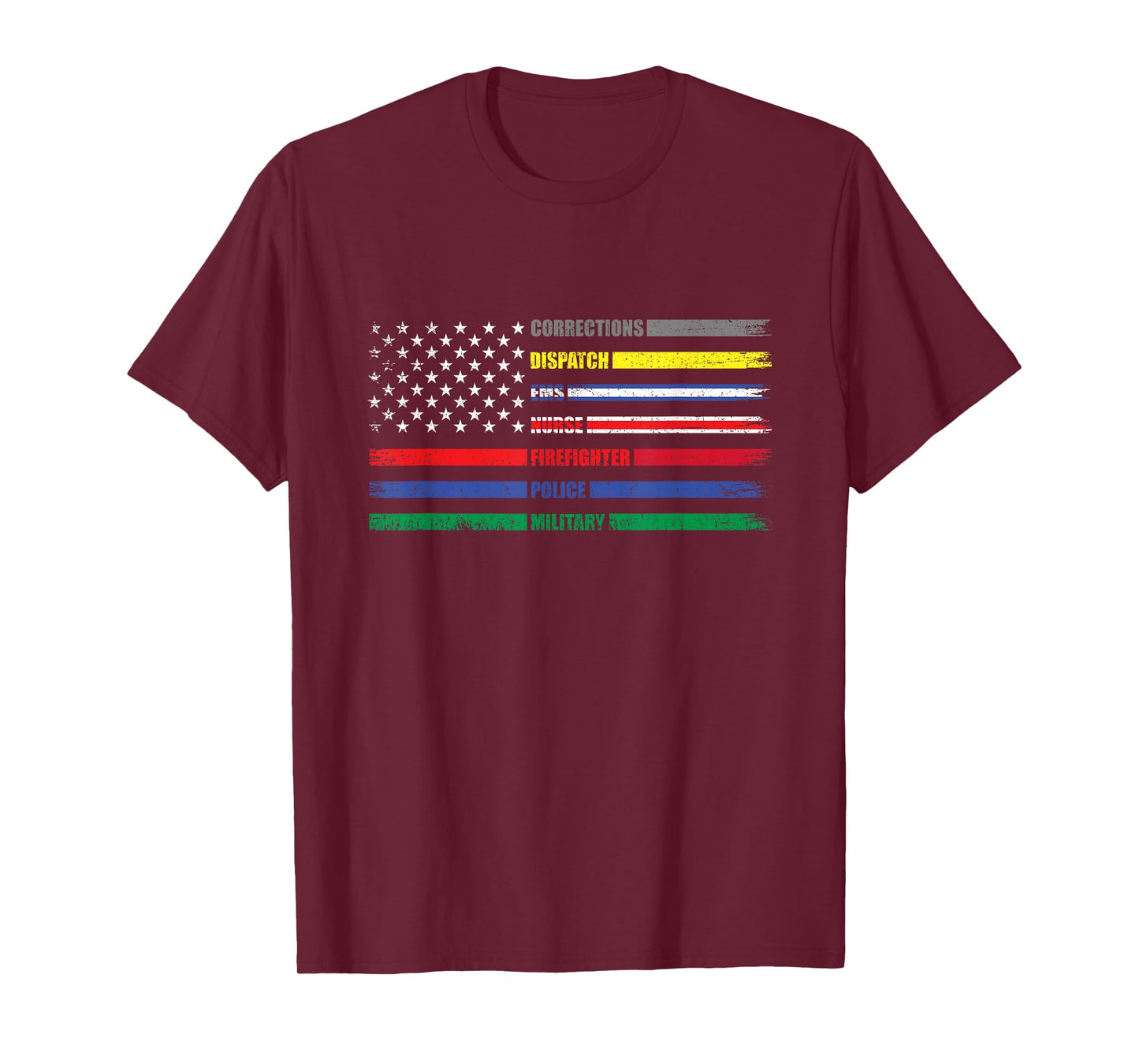 First Responder American Flag EMS POLICE NURSE MILATARY FIRE T-Shirt