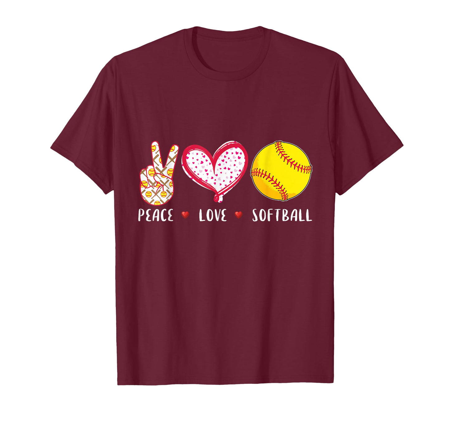 peace love softball gift for coach T-Shirt
