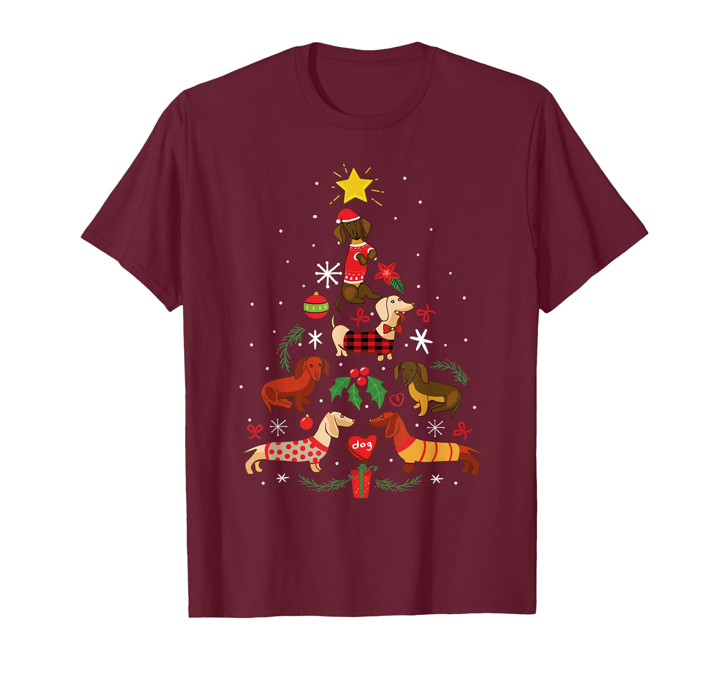 Funny Dachshund Christmas Tree Ornament Decor Gift T-Shirt