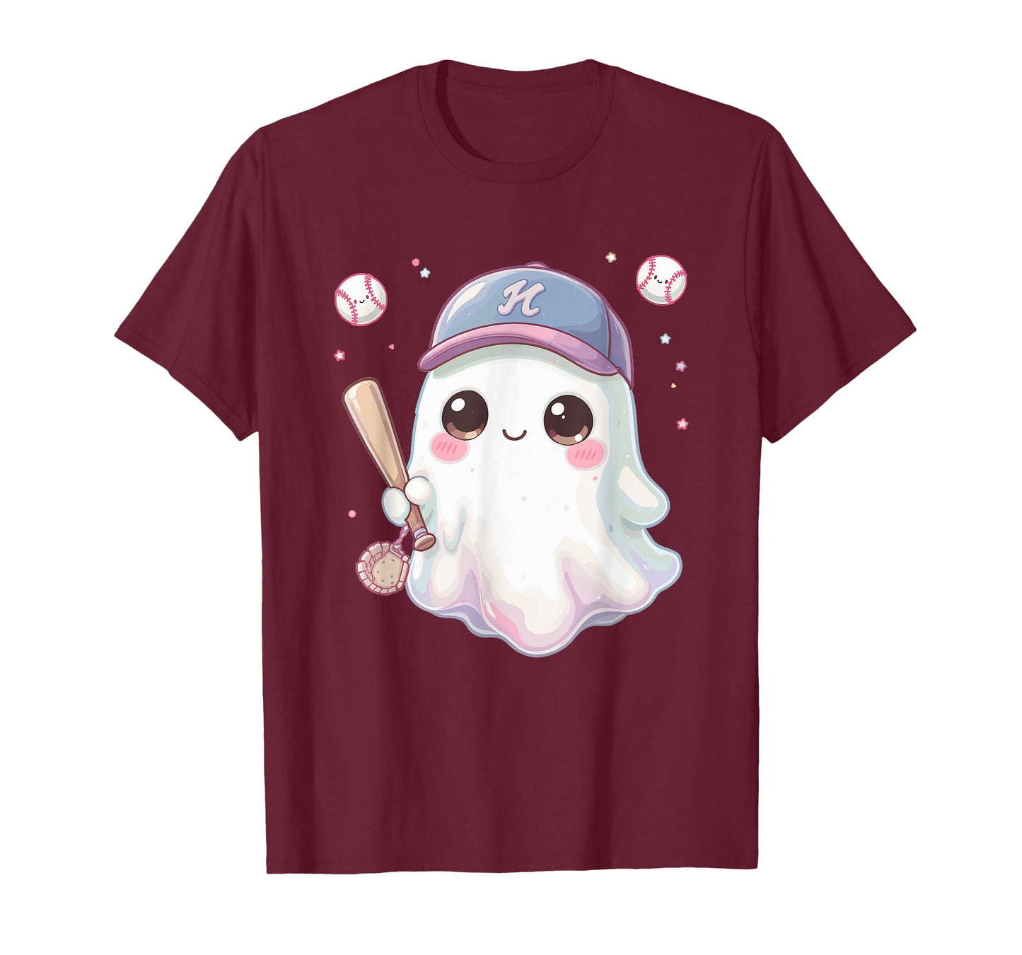 Ice Cream Drip Baseball Cute Spooky Ghost Design for Kids T-Shirt