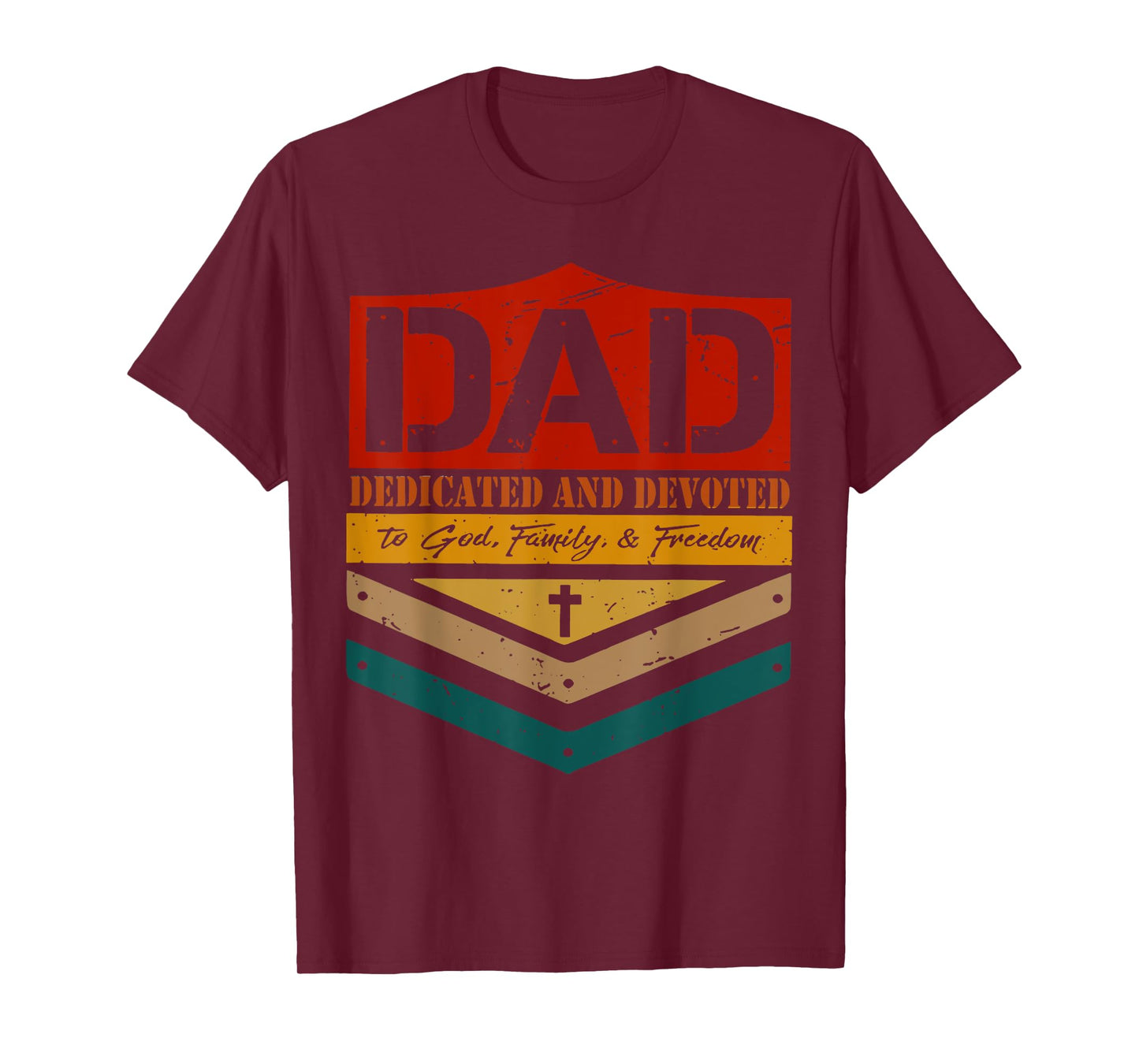Vintage Dad Dedicated & Devoted Happy Fathers Day Christian T-Shirt