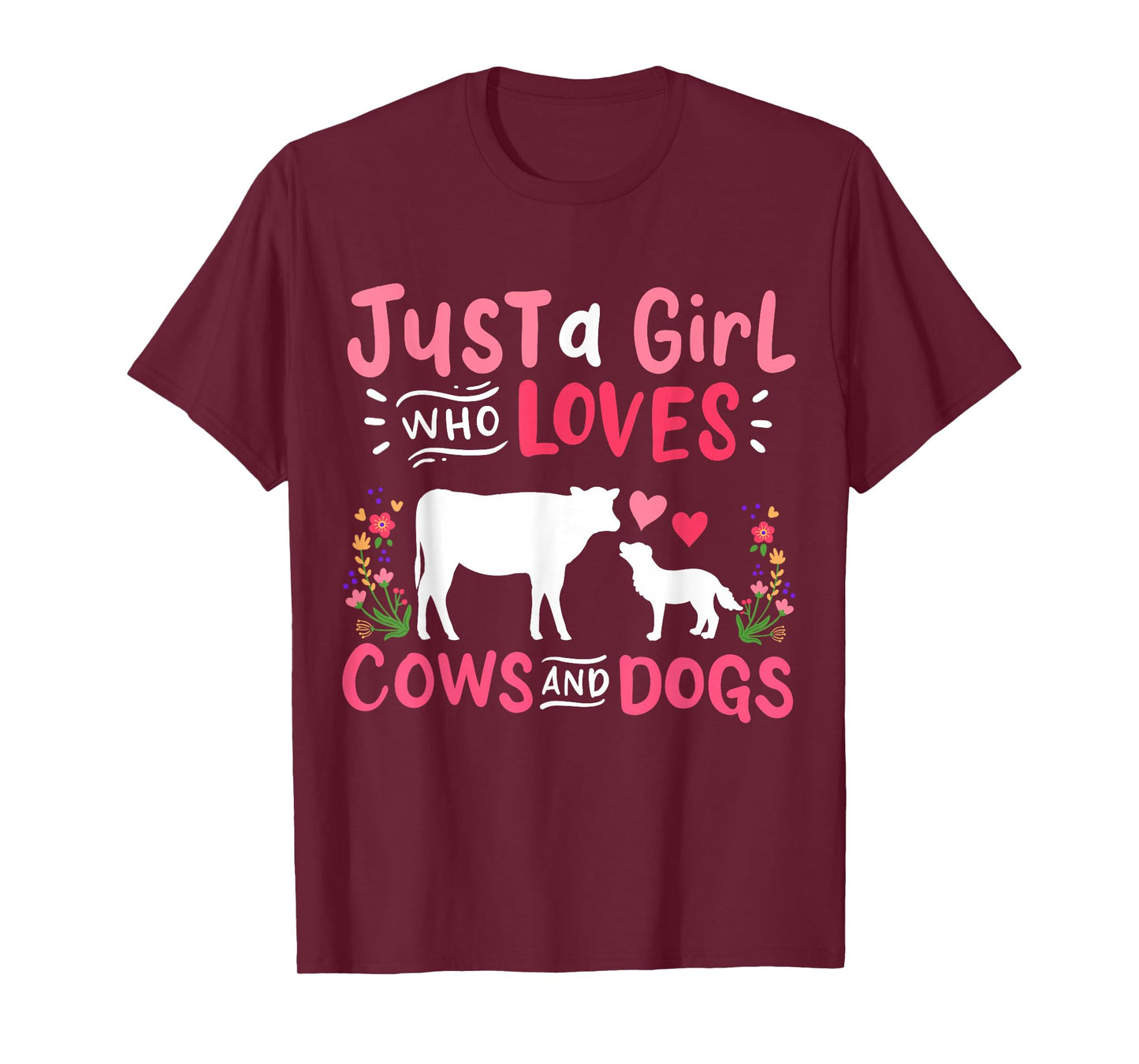 Cow Lover Gift Just a Girl Who Loves Cows and Dogs Farmer T-Shirt