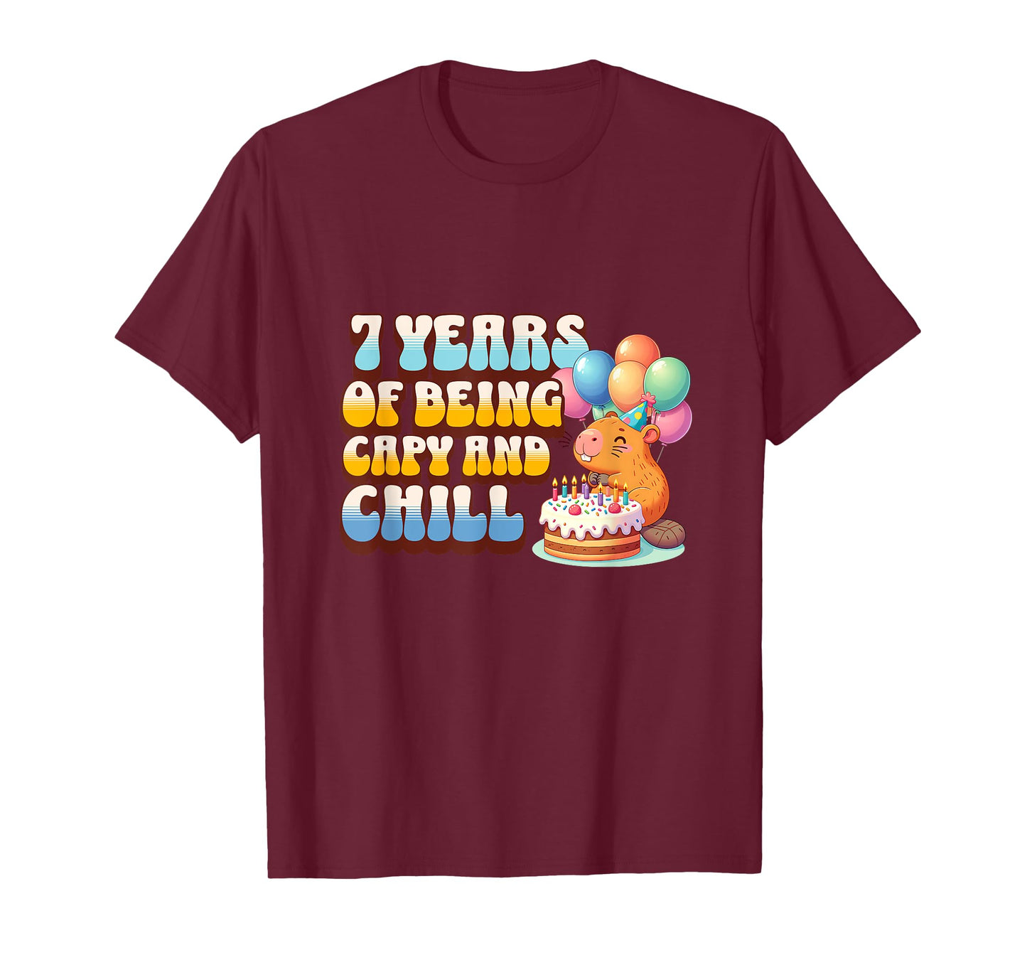 7 Years Capy Bday Cute Capybara 7th Kids Birthday Party T-Shirt