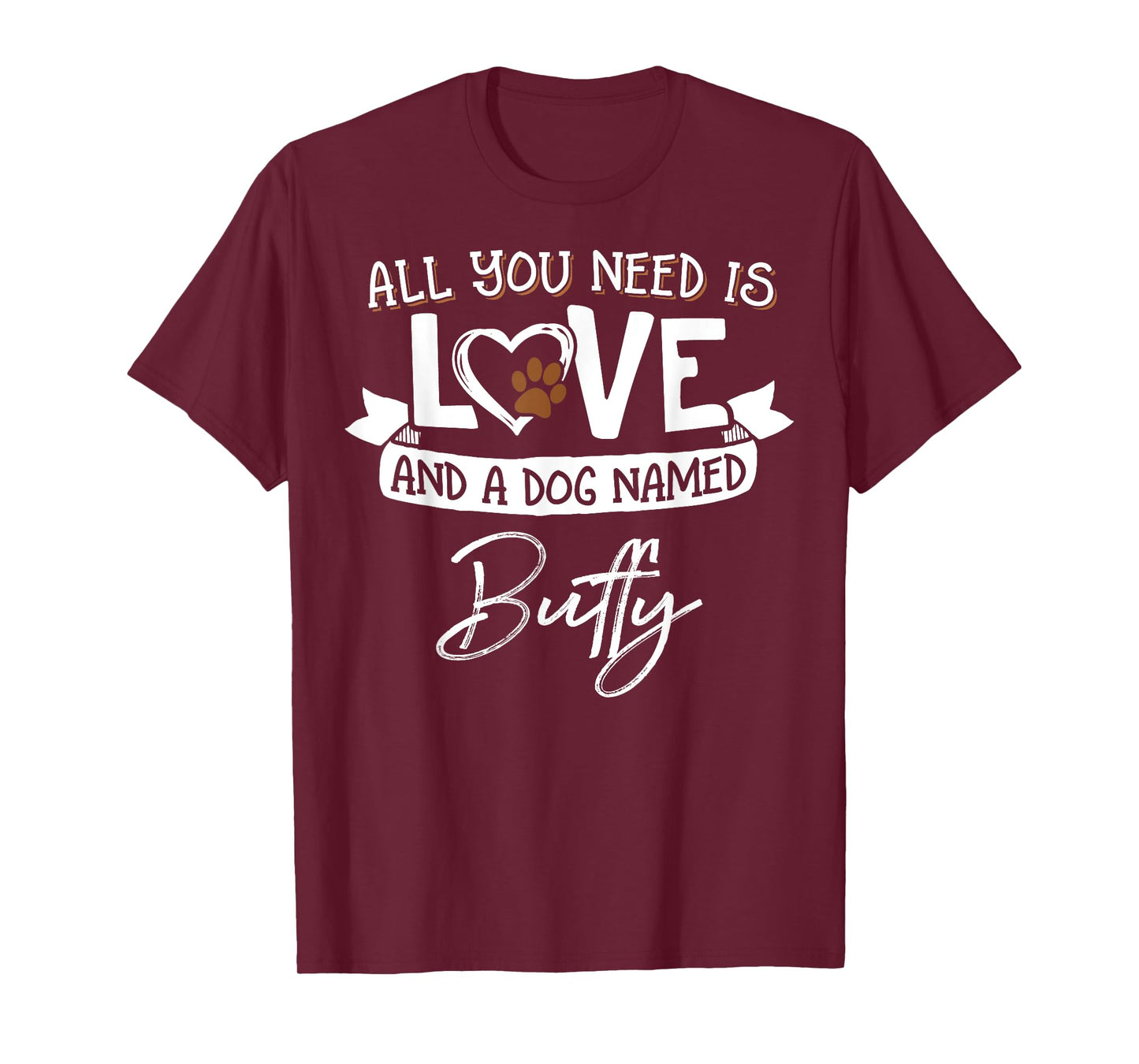 Cute Dog Named Buffy Design for Women and Men T-Shirt