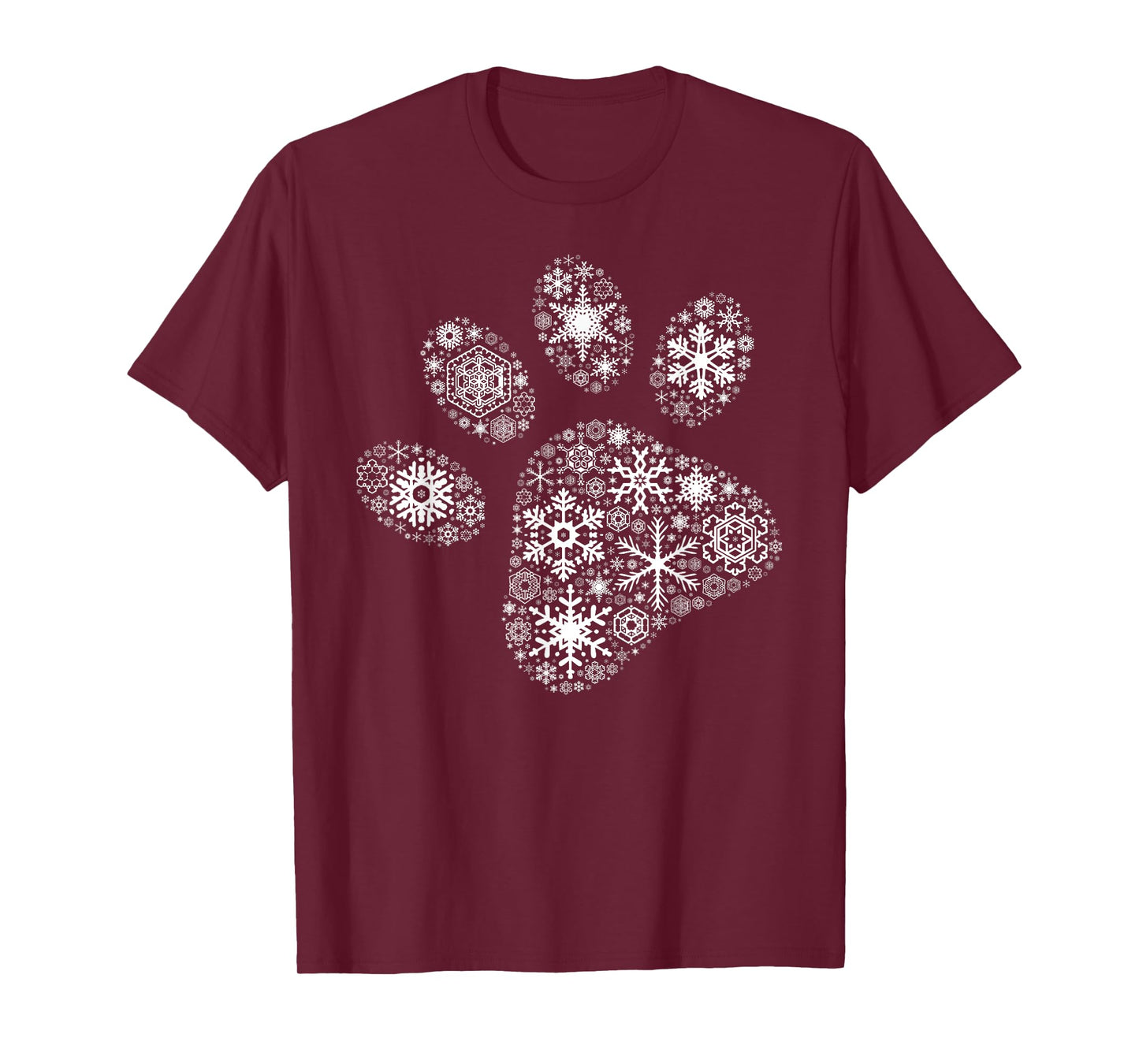 Xmas Costume Cute Animal Gifts Snowflake Puppy Merry Christmas Gifts - Dog Paw Print T-Shirt - Black, Unisex-Adults/Kids, Short Sleeve, Small, Classic Fit, Cotton 60% Polyester 40%