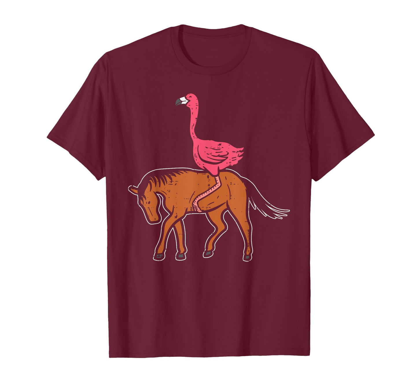 Flamingo Riding Horse Funny Bird Animal Lover Men Women Kids T-Shirt