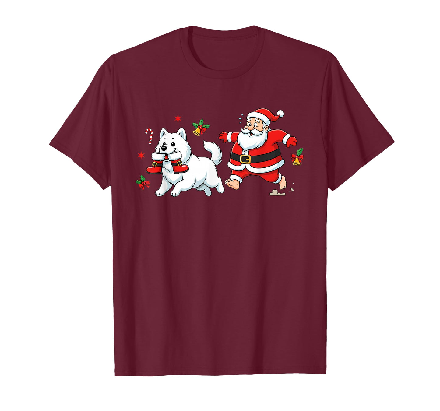 Funny Samoyed Santa Claus Boots Christmas Womens Mens Kids T-Shirt