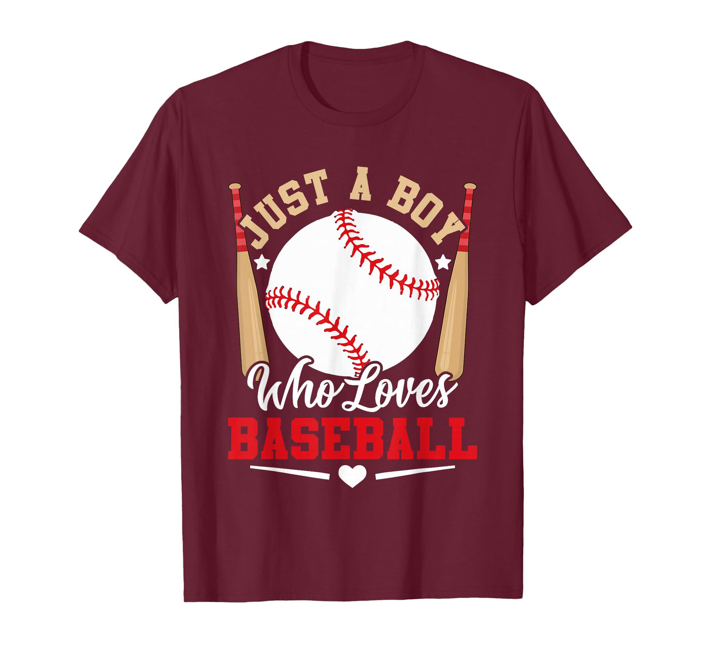 Just a Boy Who Loves Baseball Bat and Ball Design T-Shirt